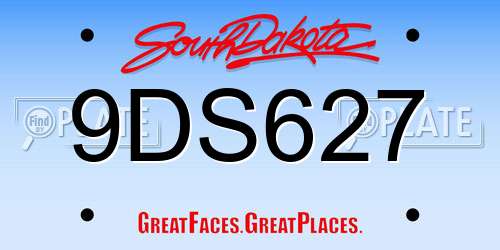 9DS627 South Dakota License Plate