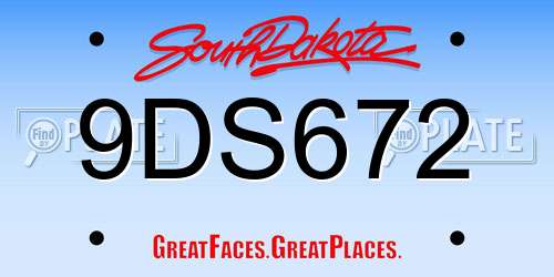 9DS672 South Dakota License Plate