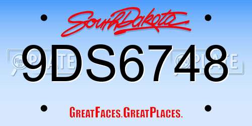 9DS6748 South Dakota License Plate