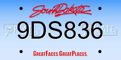 9DS836 South Dakota License Plate