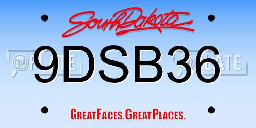 9DSB36 South Dakota License Plate