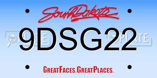 9DSG22 South Dakota License Plate