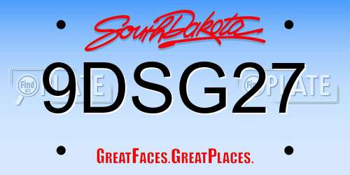 9DSG27 South Dakota License Plate