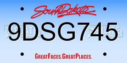 9DSG745 South Dakota License Plate