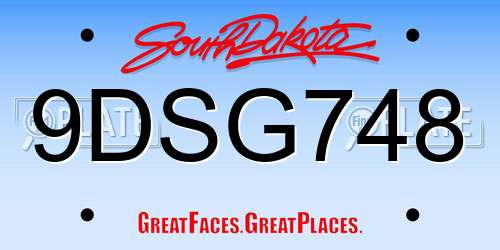 9DSG748 South Dakota License Plate