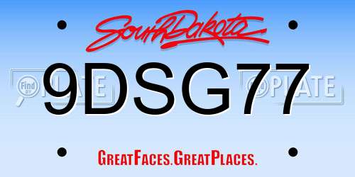 9DSG77 South Dakota License Plate