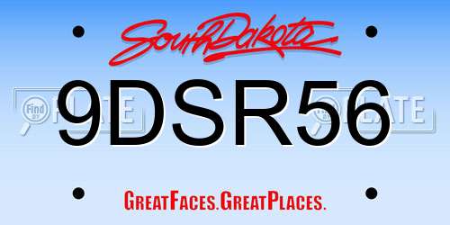 9DSR56 South Dakota License Plate