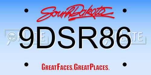 9DSR86 South Dakota License Plate