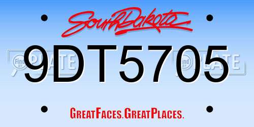9DT5705 South Dakota License Plate
