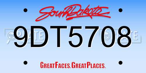9DT5708 South Dakota License Plate