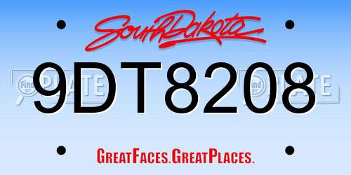 9DT8208 South Dakota License Plate