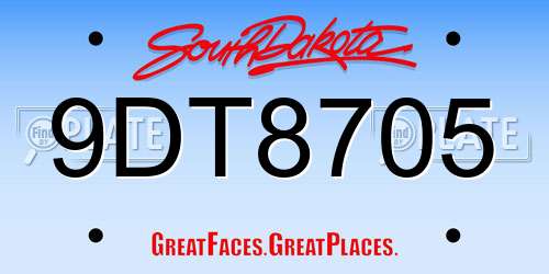 9DT8705 South Dakota License Plate