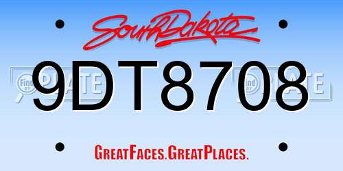 9DT8708 South Dakota License Plate