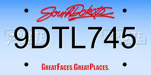 9DTL745 South Dakota License Plate