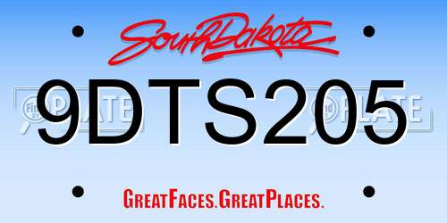 9DTS205 South Dakota License Plate