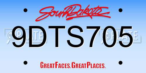 9DTS705 South Dakota License Plate