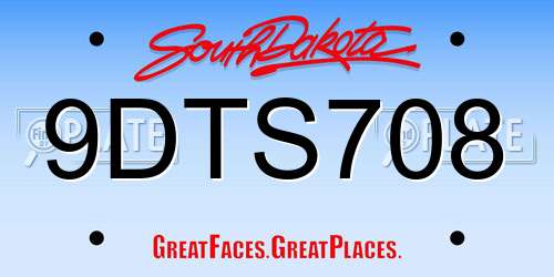 9DTS708 South Dakota License Plate