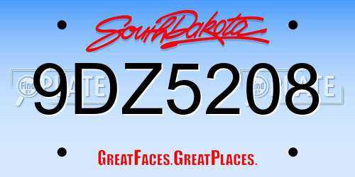 9DZ5208 South Dakota License Plate