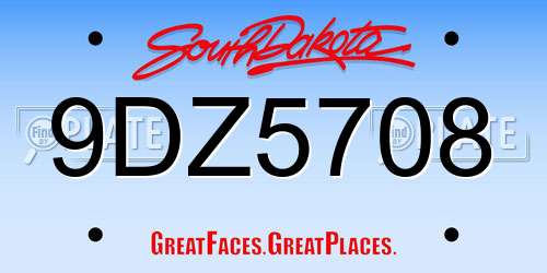 9DZ5708 South Dakota License Plate