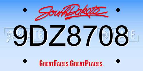 9DZ8708 South Dakota License Plate
