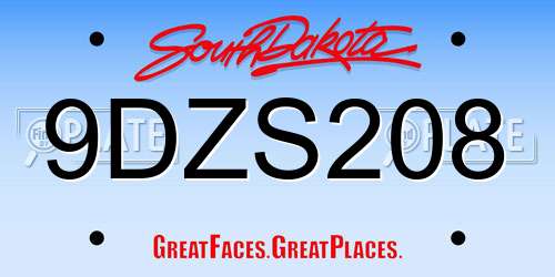 9DZS208 South Dakota License Plate