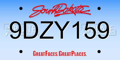 9DZY159 South Dakota License Plate