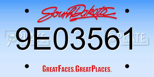 9E03561 South Dakota License Plate