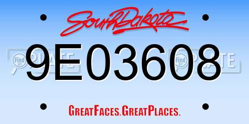 9E03608 South Dakota License Plate