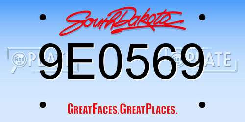 9E0569 South Dakota License Plate