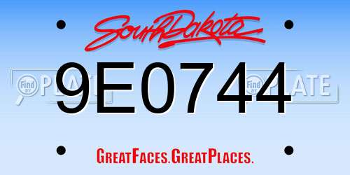 9E0744 South Dakota License Plate