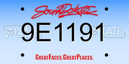9E1191 South Dakota License Plate