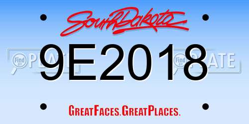 9E2018 South Dakota License Plate
