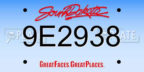 9E2938 South Dakota License Plate