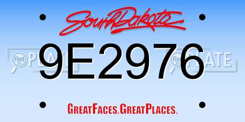 9E2976 South Dakota License Plate