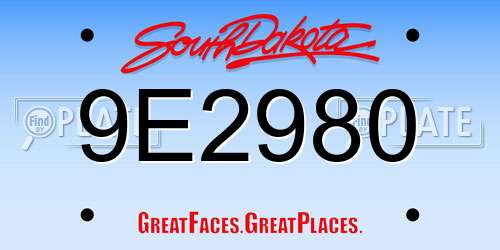9E2980 South Dakota License Plate