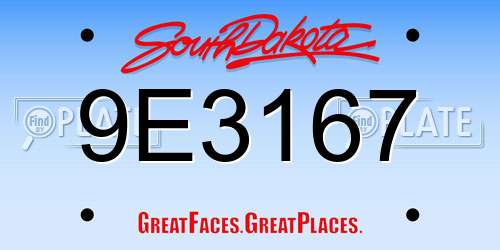 9E3167 South Dakota License Plate