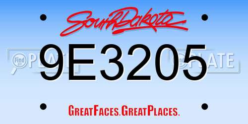 9E3205 South Dakota License Plate