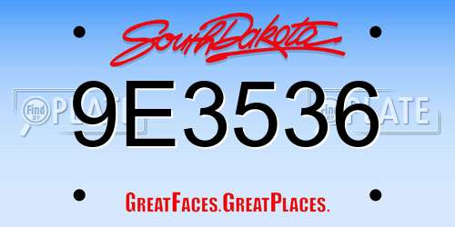 9E3536 South Dakota License Plate