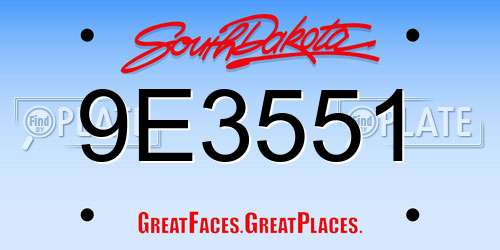 9E3551 South Dakota License Plate
