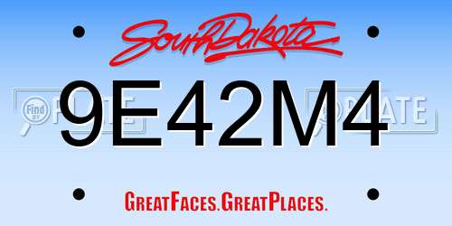 9E42M4 South Dakota License Plate