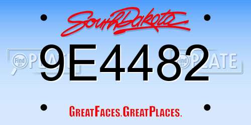 9E4482 South Dakota License Plate
