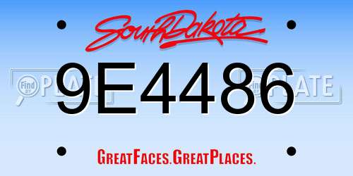 9E4486 South Dakota License Plate