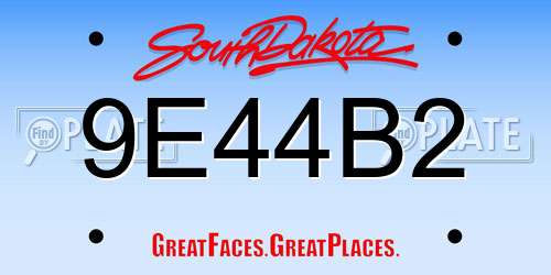 9E44B2 South Dakota License Plate