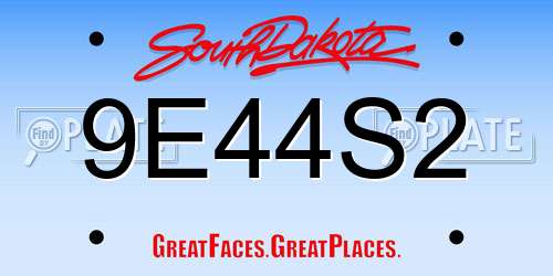 9E44S2 South Dakota License Plate
