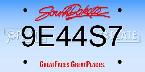 9E44S7 South Dakota License Plate