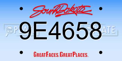 9E4658 South Dakota License Plate