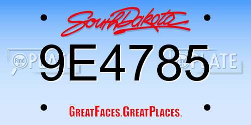 9E4785 South Dakota License Plate