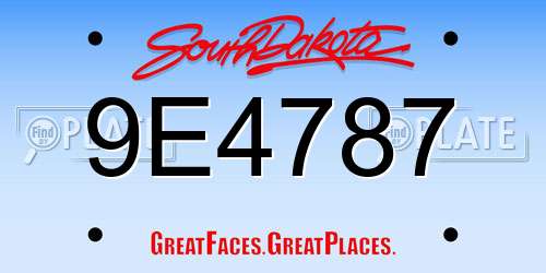 9E4787 South Dakota License Plate