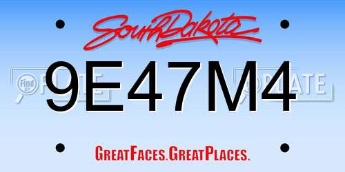 9E47M4 South Dakota License Plate