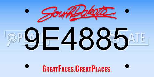 9E4885 South Dakota License Plate